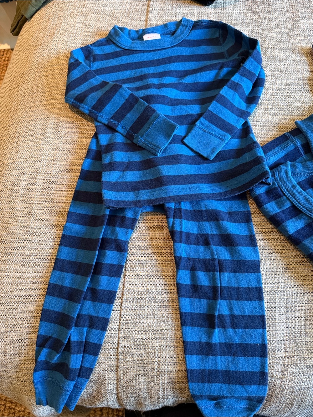 Hanna Andersson Blue and Navy Striped Kids Pajama Set - Picture 2 of 5